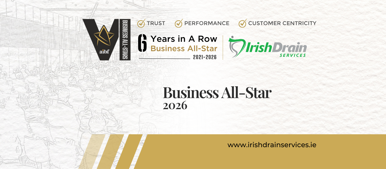 AIBF Business All-Stars - 6 Year In A Row (2021-2026) - Irish Drain Services